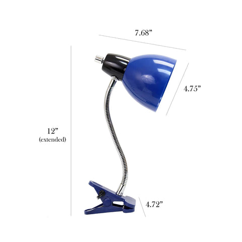 Your Go-To Adjustable Clip Desk Lamp Blue For Desks And Nightstands Flexible Neck Reading Light With Easy Rotary Switch 12-inch