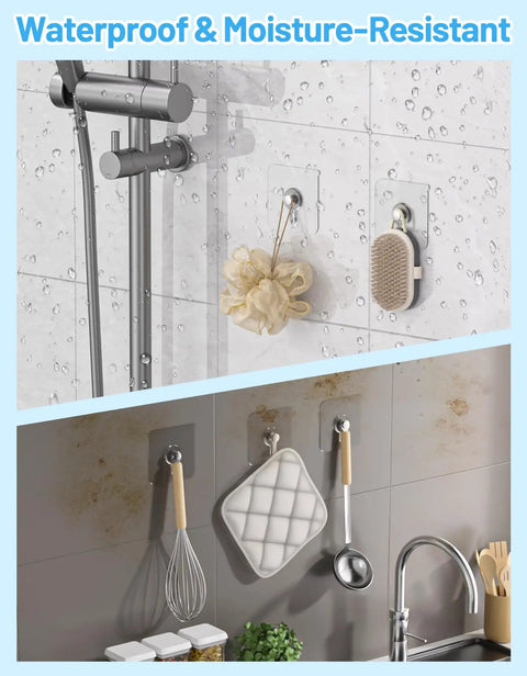 12 Pack Clear Adhesive Picture Hooks Heavy Duty No Drill Wall Hangers For Frames Mirrors Shelves Waterproof Stick On Mounts With Killer Grip And No Sweat Installation Every Time