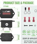 48V LED Battery Indicator Meter For Lead Acid Batteries Updated Gauge For Golf Carts And Battery Powered Equipment Water Resistant And Easy To Read Designed For EZGO Club Car Yamaha Carts Boats Forklifts Scooters, 2.1-inch black meter with wiring accessories