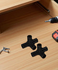 4-Way Plastic Shoe Rack Connectors, 16mm Inner Diameter, on wooden surface near screws and drill