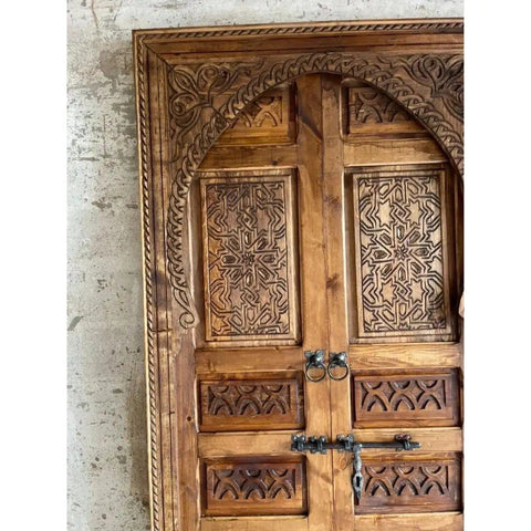 Hand Carved Barn Door For Farmhouse Style Solid Wood Sliding Or Hinged Interior Door, Double Or Single Rustic Wood Door