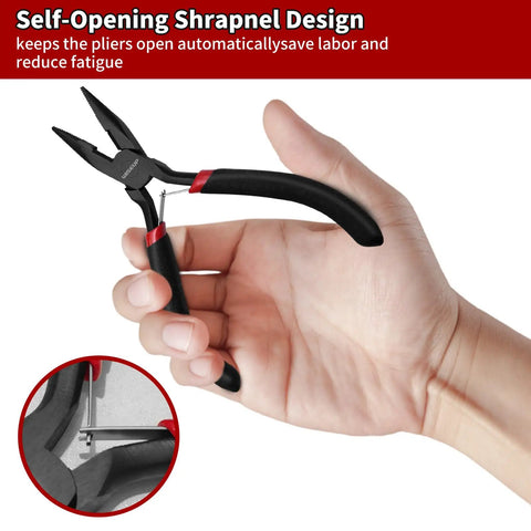 Hand holding pro grade jewelry pliers from Three Piece Pro Grade Jewelry Pliers Set for DIY Crafting and Jewelry Making.