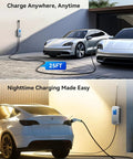 Cars charging with Level 2 Portable EV Charger 32A 7.68kW With 25 Foot Cable J1772 240V NEMA 14 50P For Home And Outdoor