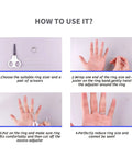 Instructional image for using Invisible Silicone Ring Size Adjusters Kit With Four Size Options, 12 Pack, Clear Clip On Guards