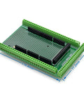 Mega 2560 R3 Prototype Screw Terminal Shield Board Kit With Pre-Soldered Headers For Easy Wire Connections And Prototyping On Arduino Mega 2560 No Soldering Needed, green 119.4 x 77.2 mm