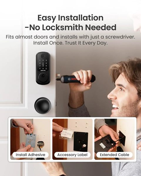 Dead Simple Biometric Fingerprint Smart Door Lock With Dual Knobs, Child Safe Privacy Entry, Quick Install Auto Latch For Bedroom Doors No Fuss Setup Total Day To Day Ease