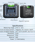 Heavy Duty Digital Angle Finder And Smart Inclinometer With Rock Solid Magnetic Base and Bright Backlight Display accurate display features.