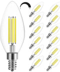 12 Pack E12 Candelabra LED Bulbs 60W Equivalent Daylight 5000K, Dimmable, Long Lifespan, Flicker Free And Noise Free, Only 4W