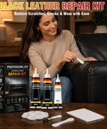 Black Leather Repair Kit and Vinyl Patch Crushes Nasty Scratches, Cracks and Holes on Leather Sofa with Ease.