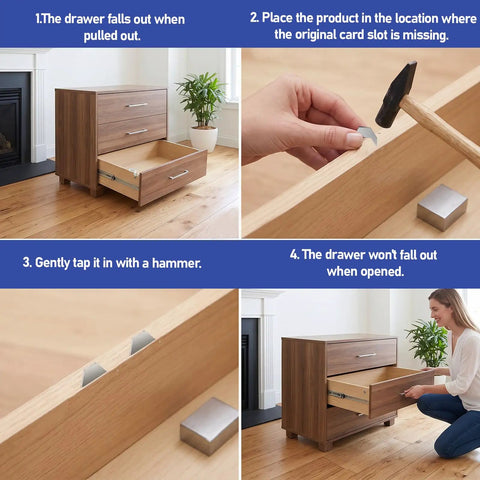 24 Pack 304 Stainless Steel Drawer Stops For Wood Dresser Cabinet Repairs Keeps Drawers Locking Down Tight Like A Champ, installation guide steps.
