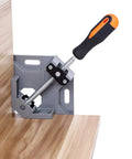 4-Piece Corner Clamp Set, Right Angle 90 Degree Woodworking Clamps With Adjustable Swing Jaw, aluminum frame on wood corner