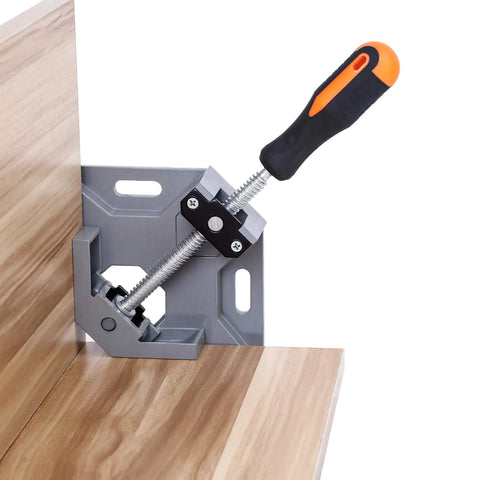 4-Piece Corner Clamp Set, Right Angle 90 Degree Woodworking Clamps With Adjustable Swing Jaw, aluminum frame on wood corner