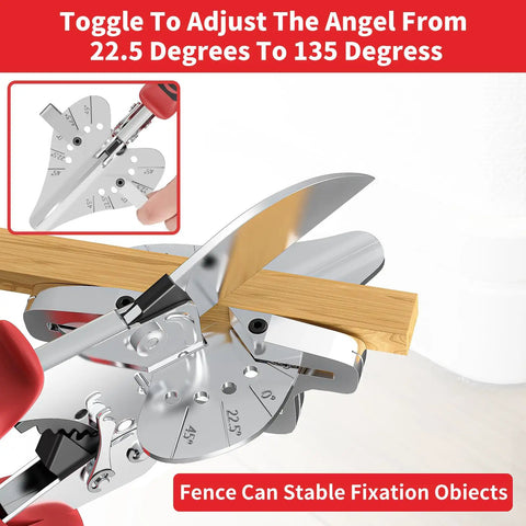 Adjustable Ratchet Miter Shears for precise multi-angle cutting of quarter round shoe molding and PVC trim with SK5 blade