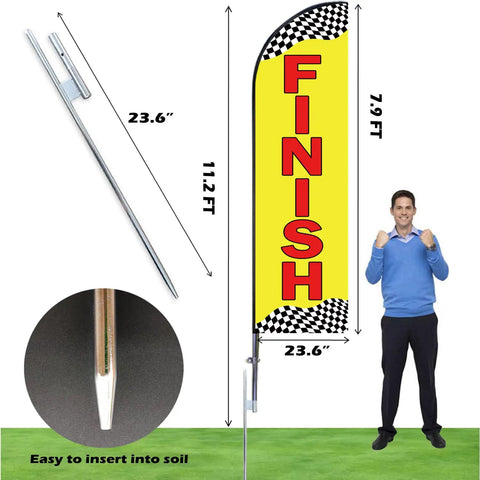 Start Finish Line Banner Feather Flag Pole Kit For Races Marathons And Special Events 8 Ft Advertising Flag 12 Ft Flagpole setup