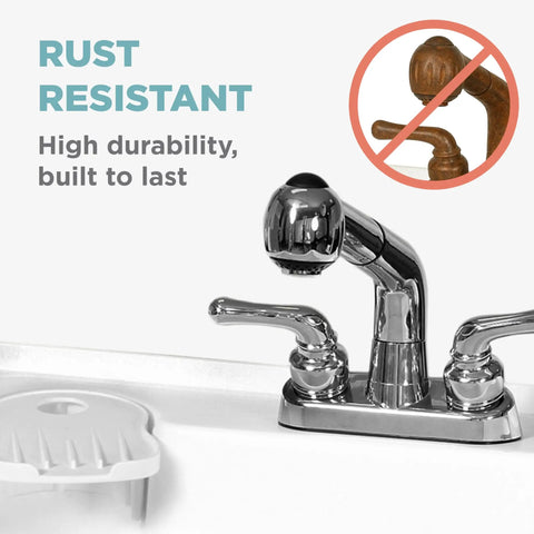 All In One Freestanding Utility Sink With Pull Out Faucet For Laundry Room Basement Garage And Outdoor Kitchen showcasing rust-resistant faucet