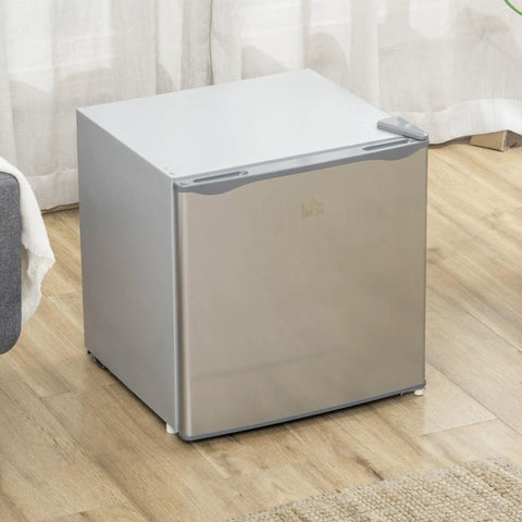Sleek Compact Countertop Mini Freezer With Removable Shelves And Cool Gray Housing perfect for dorms in stylish interior setting.
