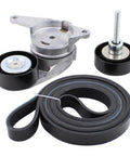 Belt Tensioner And Serpentine Belt Idler Pulley Direct Fit For GM Vehicles showing components and pulley design