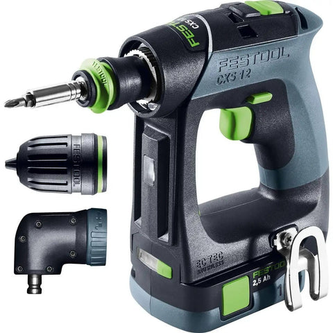 Cordless CXS 2 Drill Kit With 3 Tools In One, FastFix For Centrotec Chuck, Keyless Chuck, And Optional Right Angle Attachment