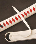4.4 Yard Synthetic Leather Ito Tsukamaki Sageo Wrap Cord For Katana Wakizashi Tanto White DIY Friendly Scabbard Rope Maintenance High Quality Leather Cord For Japanese Sword