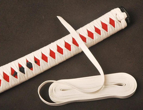 4.4 Yard Synthetic Leather Ito Tsukamaki Sageo Wrap Cord For Katana Wakizashi Tanto White DIY Friendly Scabbard Rope Maintenance High Quality Leather Cord For Japanese Sword