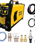 Dual Voltage 50 Amp Plasma Cutter, Portable Air Plasma Cutting Tool For Metal, 110V 220V Inverter with accessories displayed