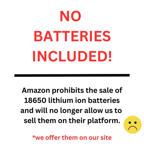 Image with text stating no batteries included for 365nm UV LED Flashlight With Patented Glass Filter Waterproof Absorbs Visible Light.