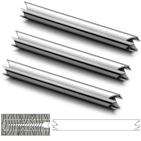 3 Piece One Quarter Inch Screw Extractor Set For Removing Broken Or Stripped Screws DIY Friendly Handyman Projects Pro Grade Steel Construction Kit Included, three stainless steel extractors in a line