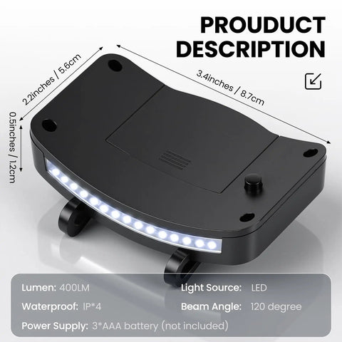 12 Pack Hat Clip Light With 11 LED Cap Lights Clip On Hat Up To 400 Lumens IPX5 Waterproof Hands Free Flashlight For Running Hiking Cycling Camping Batteries Not Included