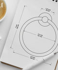 Matte Black Towel Ring And Wall Mounted Hand Towel Holder For Bathroom And Kitchen SUS304 Stainless Steel dimensions sketch