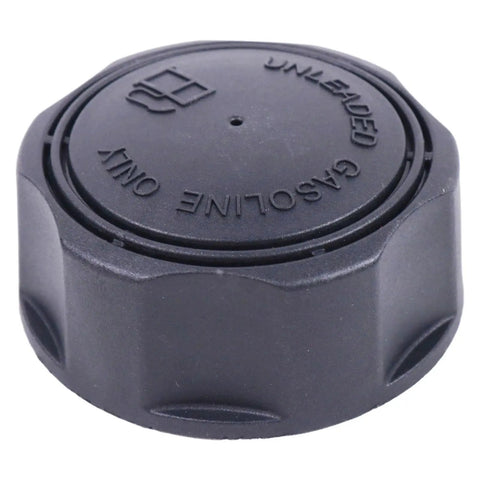 Black plastic vented fuel tank cap for MTD Craftsman Toro Cub Cadet Gravely Murray Husqvarna Snapper mower and lawn tractors.