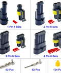 352 Piece Waterproof Car Electrical Connector Kit With 1 2 3 4 Pin Connectors displaying various connector sets and pieces
