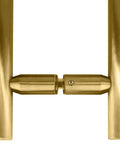Satin Brass 6 Inch Ladder Style Back To Back Pull Handle For Cabinets And Doors, Three Quarter Inch Diameter, close-up view