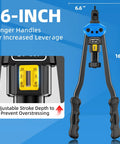 Front view of 16-Inch Rivet Nut Tool Kit with adjustable stroke and longer handles for leverage
