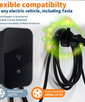 Level 2 EV Charger With 48 Amp 240V Power, Heavy Duty Metal Case, NEMA 14 50 Plug, Indoor Outdoor Use, Tesla Adapter shown
