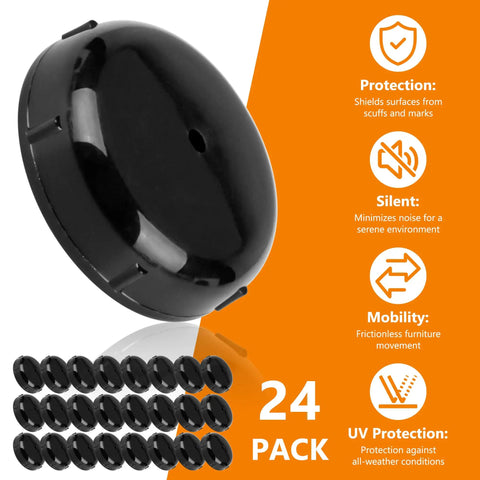 Rugged Wrought Iron Patio Furniture Foot Caps Scratch Resistant Scuff Guards For Metal Chairs durable black ABS material 24 pack