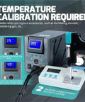 Pro Grade High Power 110W Desoldering Station Kit with LCD Display showing temperature calibration process