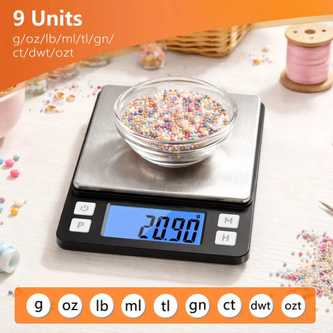 High Precision Jewelry Scale With 0.01g Accuracy And 1000g Capacity Portable Digital Gram Scale for crafts, measuring beads.