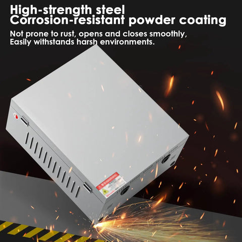 Heavy Duty EV Charger Outdoor Enclosure Wall Mount Lock Box For Level 2 Charging Station, made of high-strength steel with powder coating.