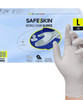 SafeSkin nitrile exam gloves box; white, powder-free, size Large, 200-count