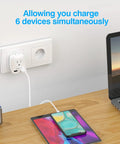 3 Pack European Travel Plug Adapter With Dual USB Ports And Two US Outlets charging multiple devices