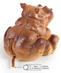 Back view of resin hippo water spitter statue with hose connector, dimensions shown, for Water Spitter Statue For Pools And Ponds Outdoor Resin Fountain Sculpture With Realistic Water Flow Garden Decor For Home Yard And Patio Kid Friendly For Gardens Or Indoor Desks And Offices.