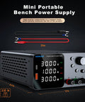 High Precision DC Power Supply With Encoder Knob 30V 10A Beefy Bench Unit USB Type C Quick Charge 5V Three Point Six Amp Output