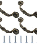 4 Pack Antique Bail Drop Drawer Pulls 158mm Overall Length With 128mm Hole Center Spacing Vintage Bronze Dresser Handles Style A