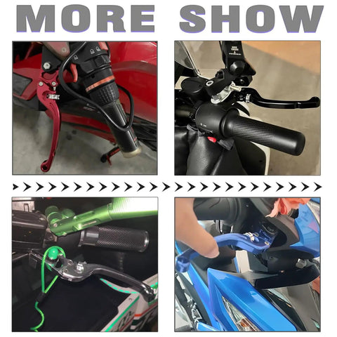 Adjustable CNC Aluminum Brake Lever For Motorcycles Scooters And Electric Bikes Twenty Two Millimeter Clamp Seven Eighths Inch Front And Rear Disc Red Durable Aluminum Alloy Easy Grip Precision Fit on various handlebars.