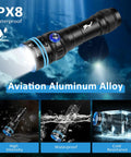 Beast Mode Narrow Beam Dive Light for Night Dives and Snorkeling, 4 Modes, IPX8 Waterproof, Aviation Aluminum, Underwater View