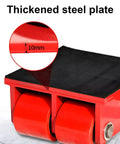 Heavy Duty 64 Ton Machine Skate Dollies With Hardcore Steel Wheels And Fast Lock Hooks For Zero Hassle Industrial Gear Moving Around The Shop Without A Sigh, featuring thickened steel plate and rubber surface.