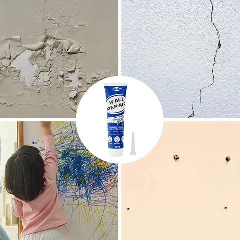 Fast Dry Wall Patch Kit For Holes And Cracks Self Adhesive Putty With White Finish Smooth Texture and wall damage examples