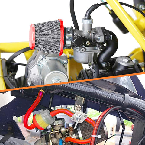 PZ19 Carburetor Kit With Air Filter, Fuel Line And Petcock For 50cc To 125cc Chinese Kids ATVs, installed views