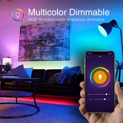 Smart WiFi Color Changing Light Bulb 2 Pack RGBW Works With Alexa And Google Assistant Remote App Control lighting a living room