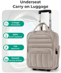 Underseat Carry On Luggage With Wheels 16 Inch Compact Travel Case For Women Lightweight Brown Underseat Suitcase